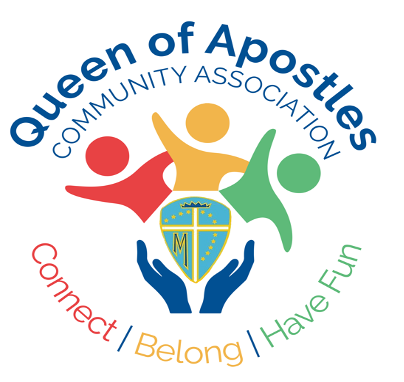 Queen of Apostles Community Association logo, representing connection, belonging and shared enjoyment within the school community